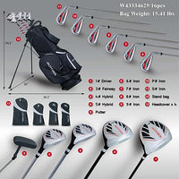 Murtisol Men's Right Hand Golf Club Set 16pc with Golf Cart Bag